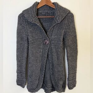 Berretti Chunky Knit Cardigan Charcoal Gray Button Front Cozy Sweater Small